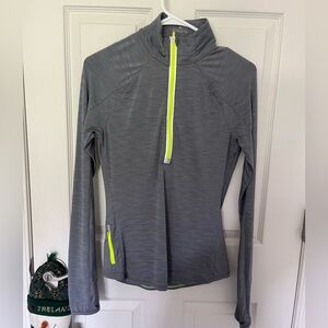 Athleta Gray and Yellow Fitted Zippered Sweatshirt